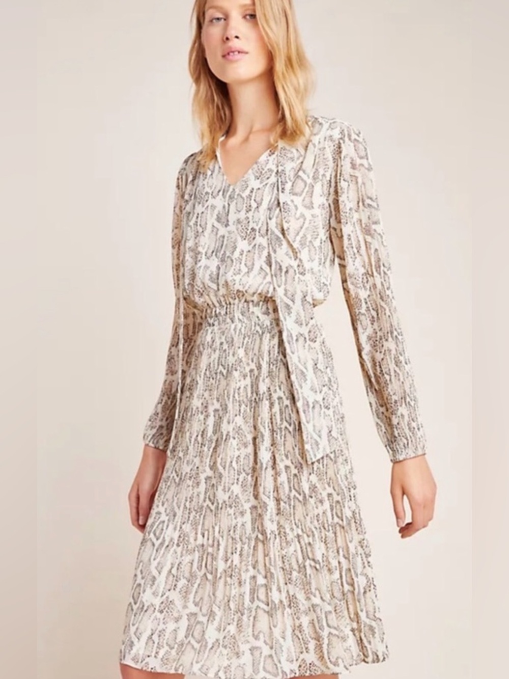 Current Air Anthropologie Olivia Neutral Snakeskin Pattern Dress Size XS Career